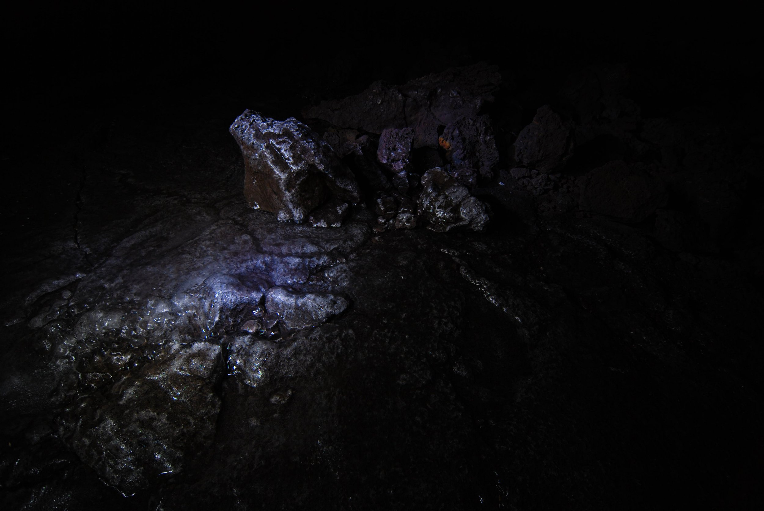 Inside lava tube cave