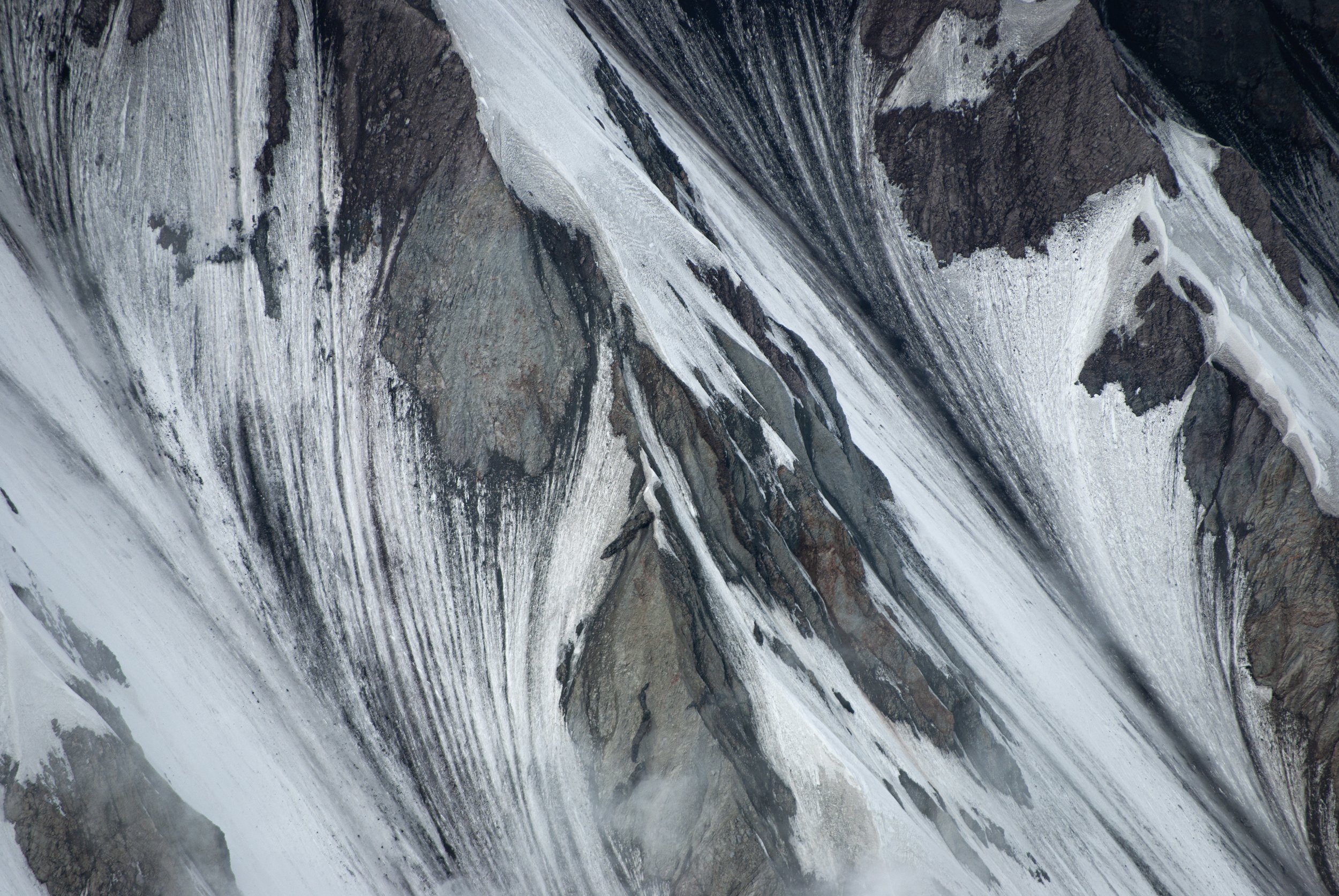 Snow patterns on crater walls