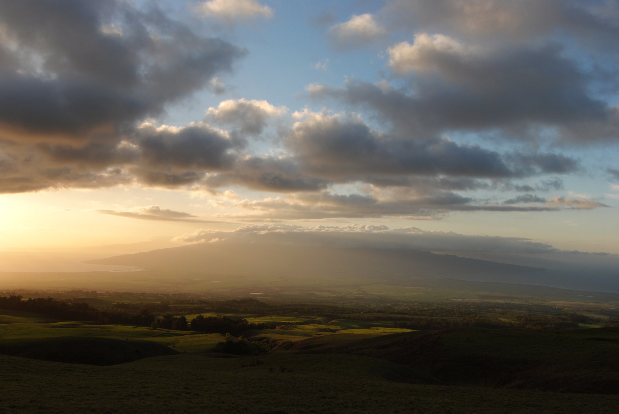 Golden sunset over ranchlands