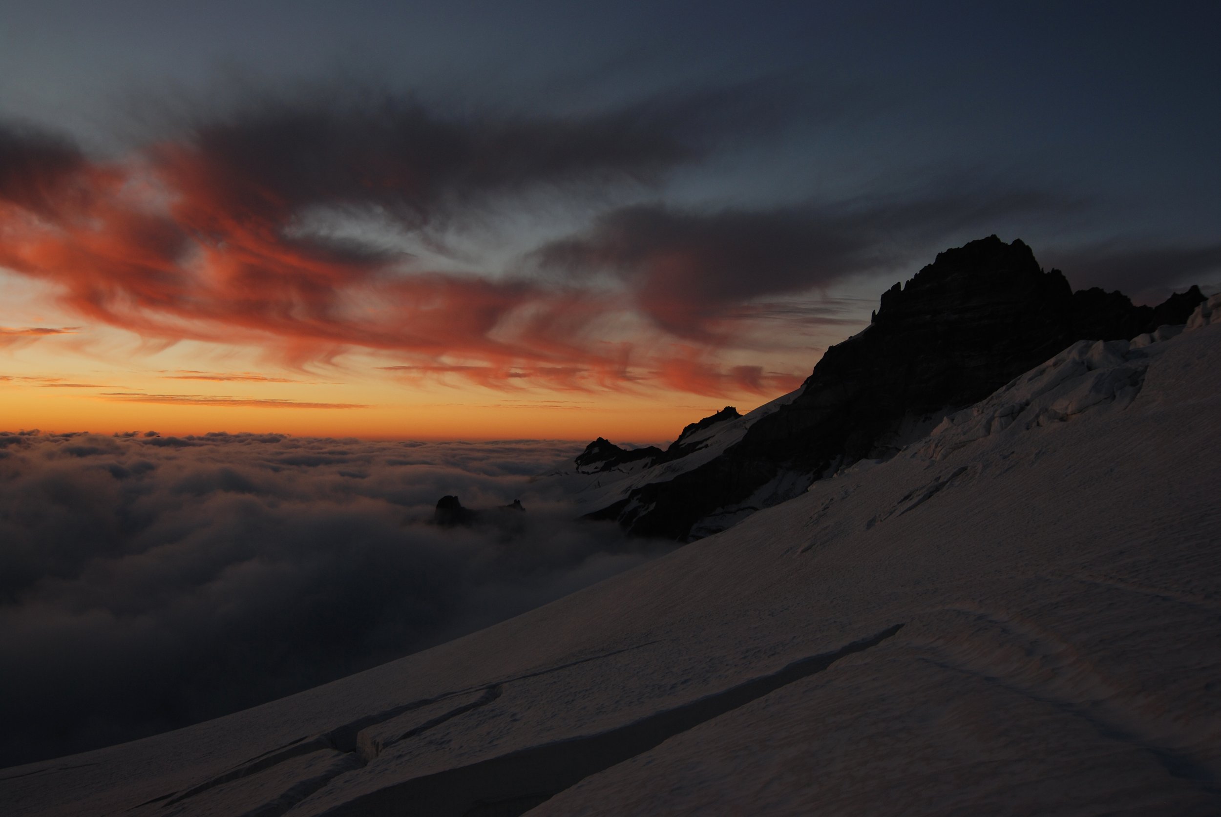 Red sunset over Little Tahoma