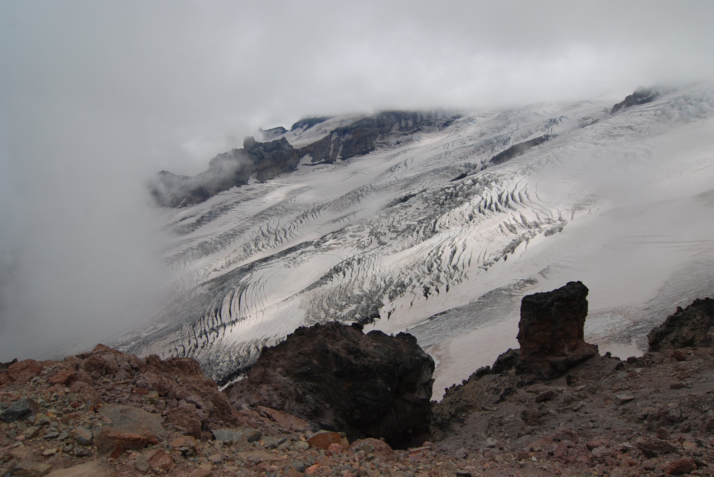 Emmons glacier through clouds
